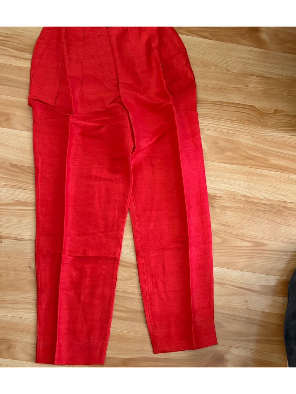 High-Waist Red Straight-Leg Pants Julia amory silk NWT